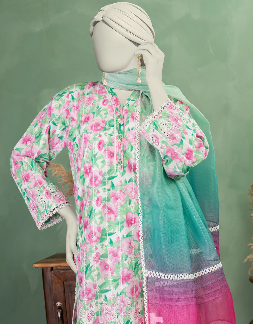 MULTICOLOR LAWN 3PC UNSTITCHED | JLAWN-S-25-3373 LUXURY SCHIFFLI-3 - Image 2