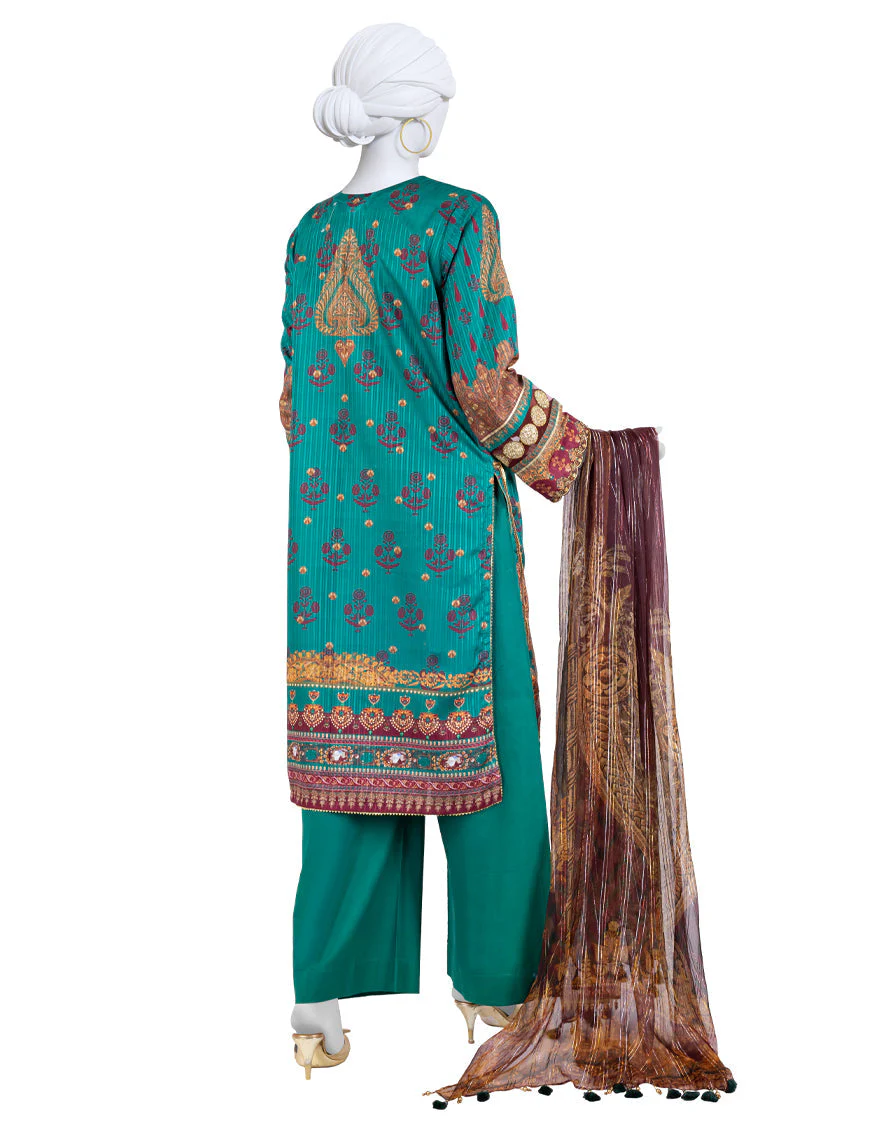 GREEN DOBBY 3PC UNSTITCHED | JLAWN-S-25-809 ROYAL HERITAGE-1 - Image 2