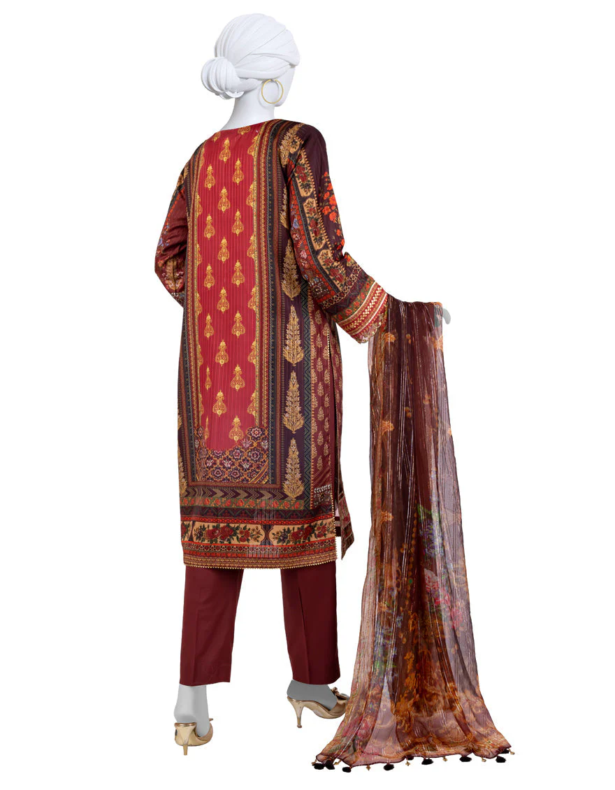 BROWN DOBBY 3PC UNSTITCHED | JLAWN-S-25-811 ROYAL HERITAGE-3 - Image 2