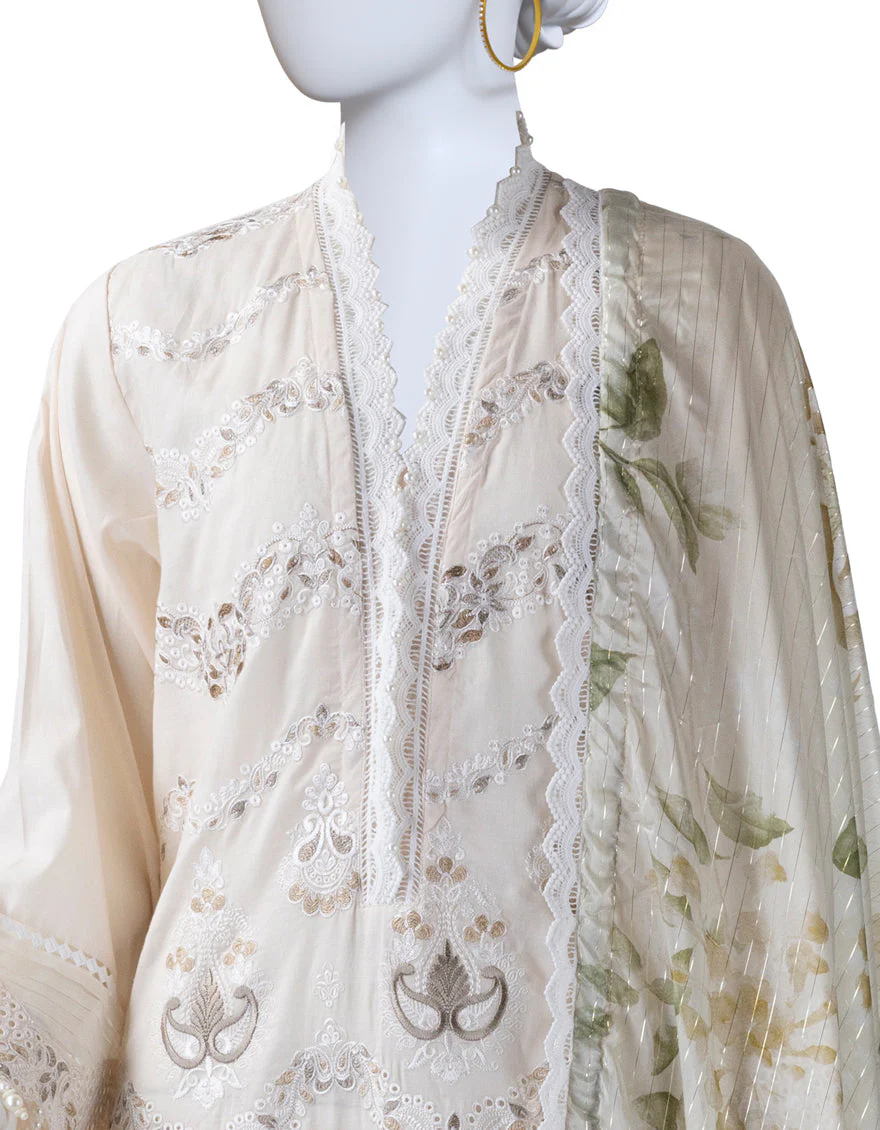 OFF WHITE LAWN 3PC STITCHED | JLAWN-S-25-822/S LUXE-A-02 - Image 3