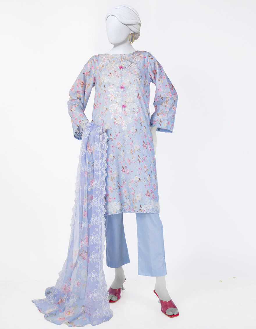 BLUE LAWN 3PC STITCHED | JLAWN-S-25-844/S FLORIST-04