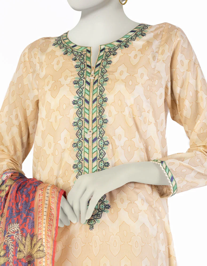 PEACH LAWN 3PC STITCHED | JLAWN-S-25-905/S MUGHAL MINITURE-1 - Image 2