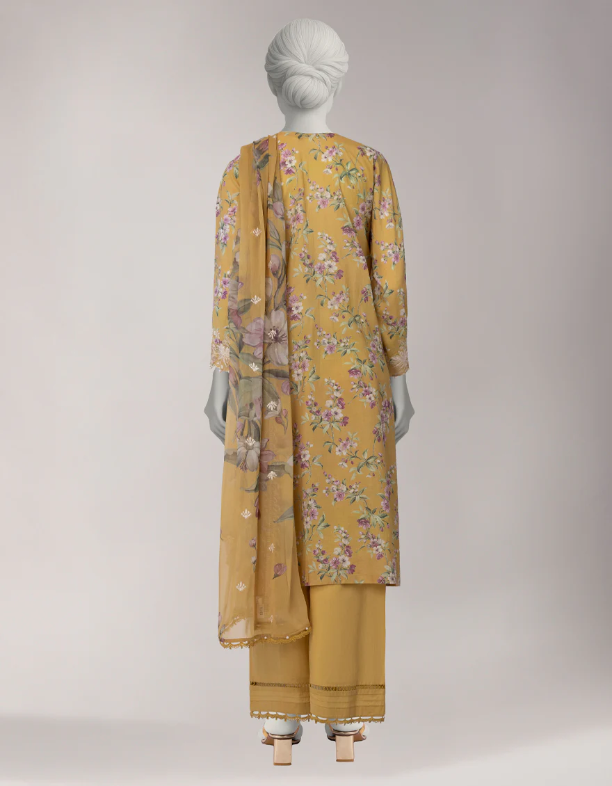 YELLOW LAWN 3PC UNSTITCHED | JLAWN-S-26-1107 JARDIN-1 - Image 2
