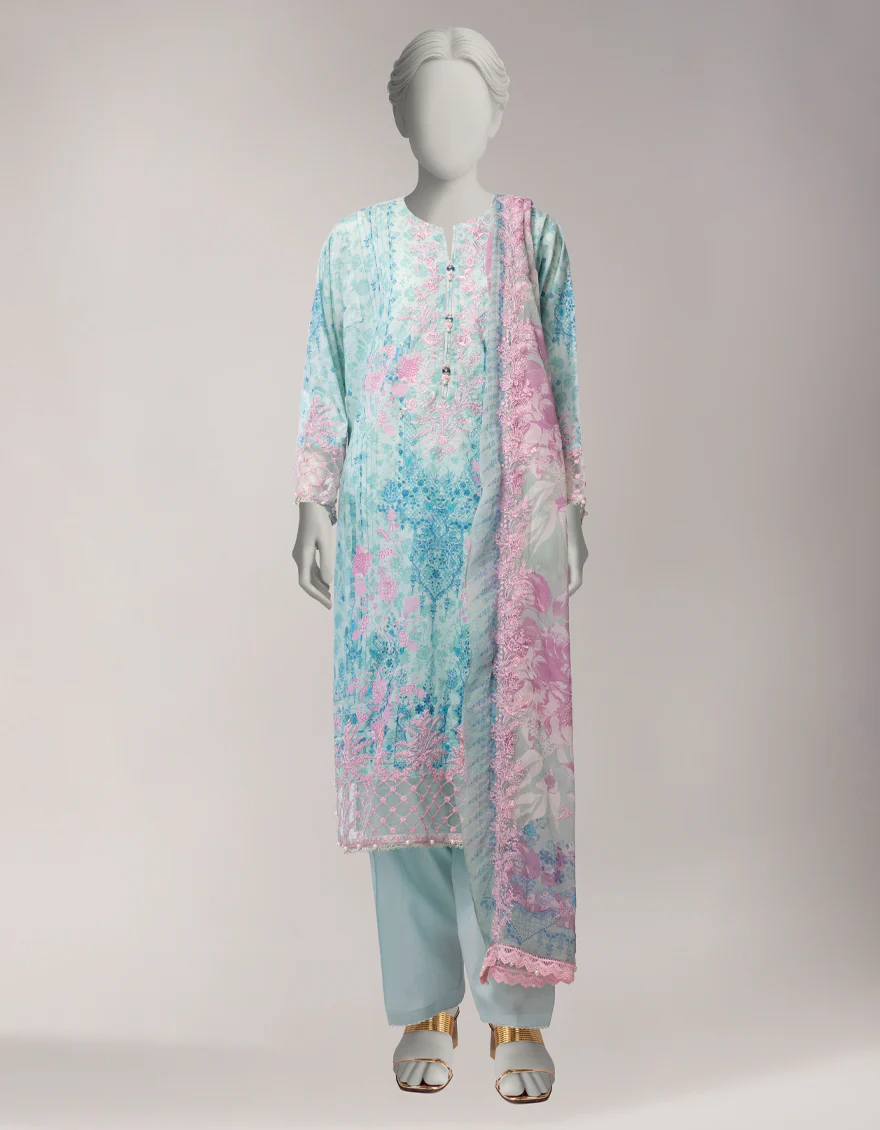 GREEN LAWN 3PC UNSTITCHED | JLAWN-S-26-1109 JARDIN-3