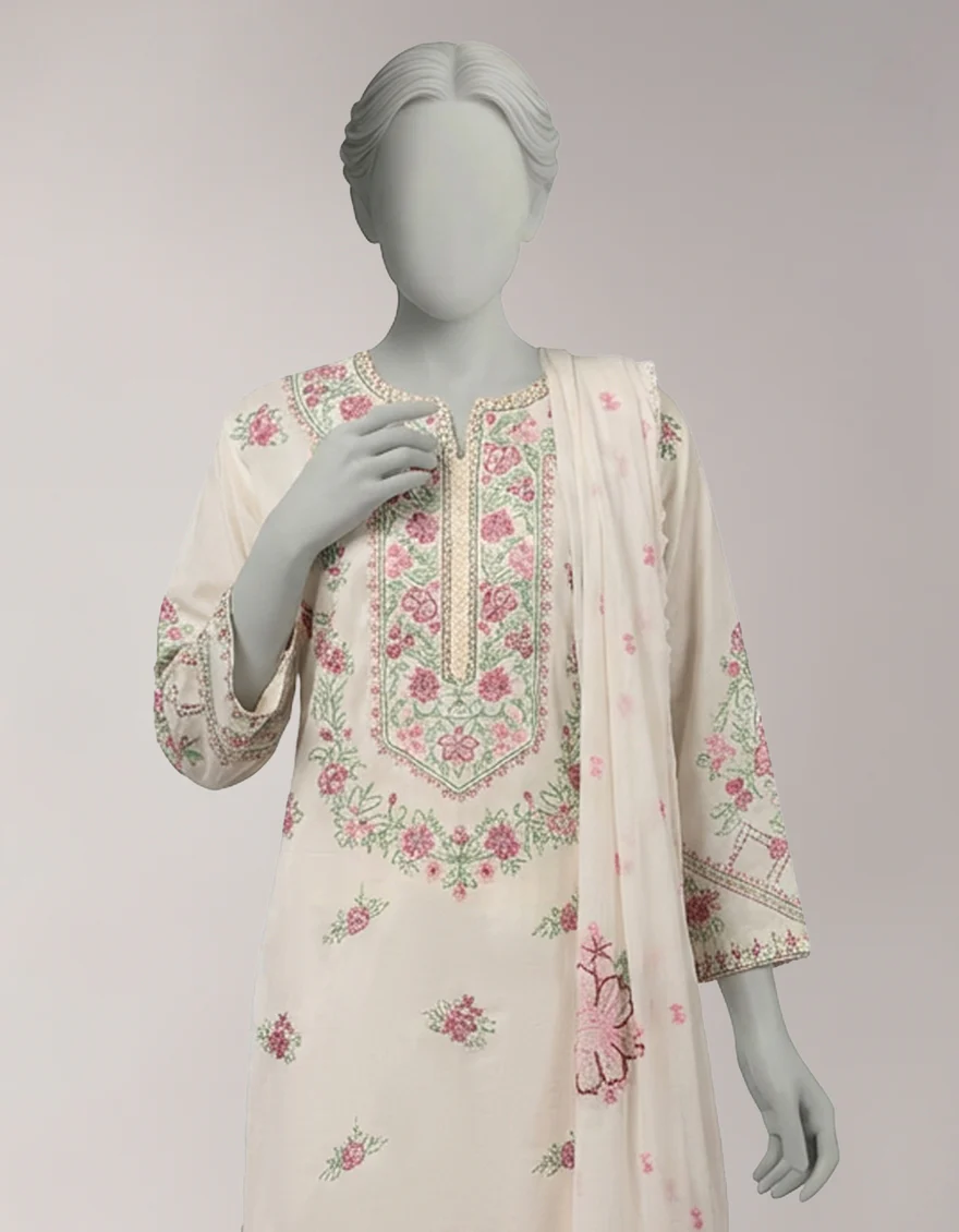 OFF WHITE LAWN 3PC STITCHED | JLAWN-S-26-1124/S AMARA-2 - Image 2