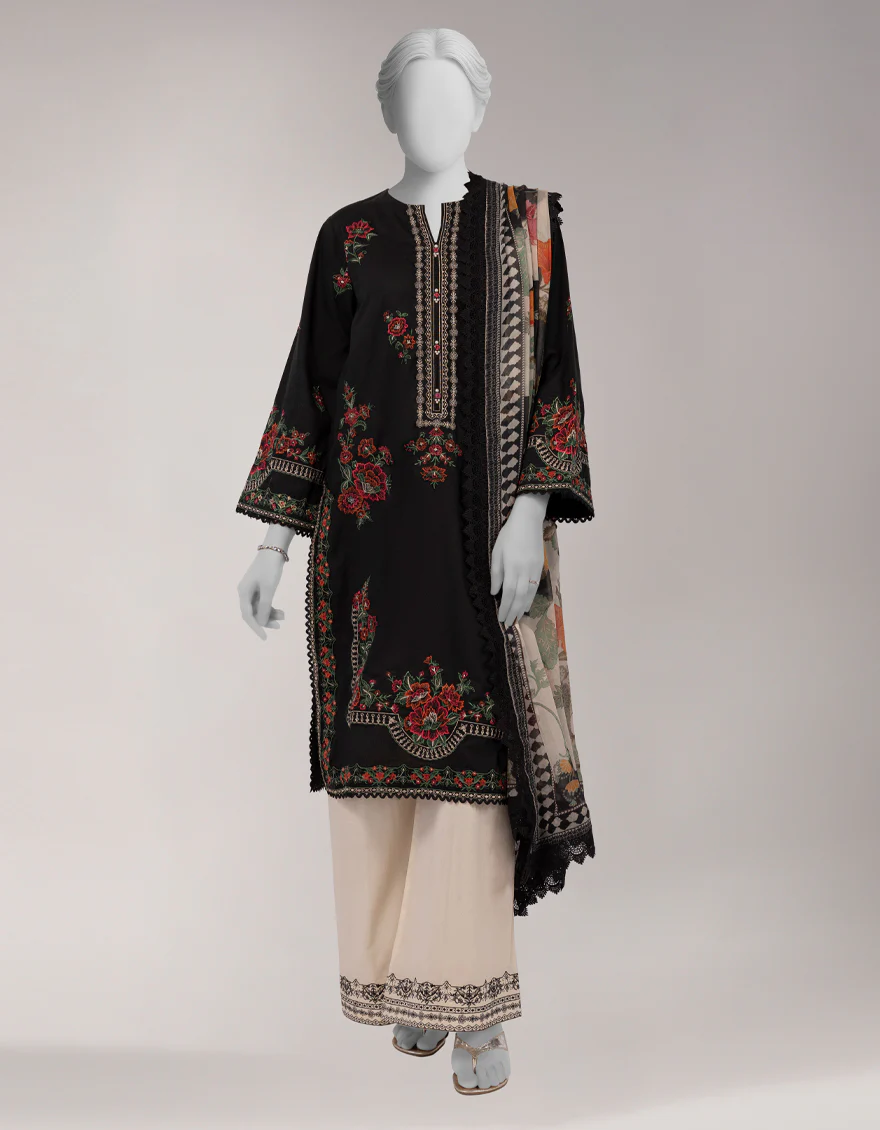 BLACK LAWN 3PC STITCHED | JLAWN-S-26-1169/S GRANDEUR-01