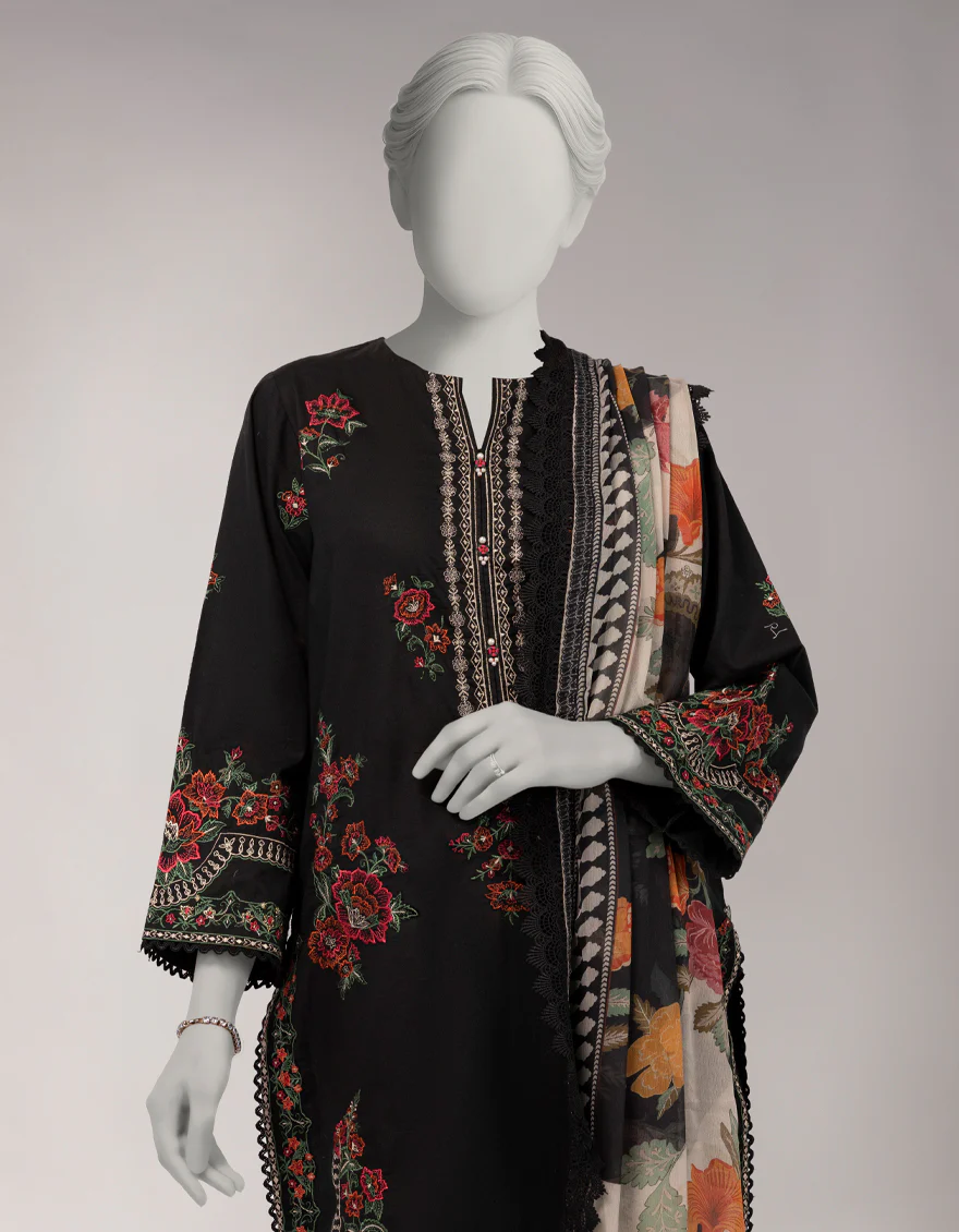 BLACK LAWN 3PC STITCHED | JLAWN-S-26-1169/S GRANDEUR-01 - Image 2