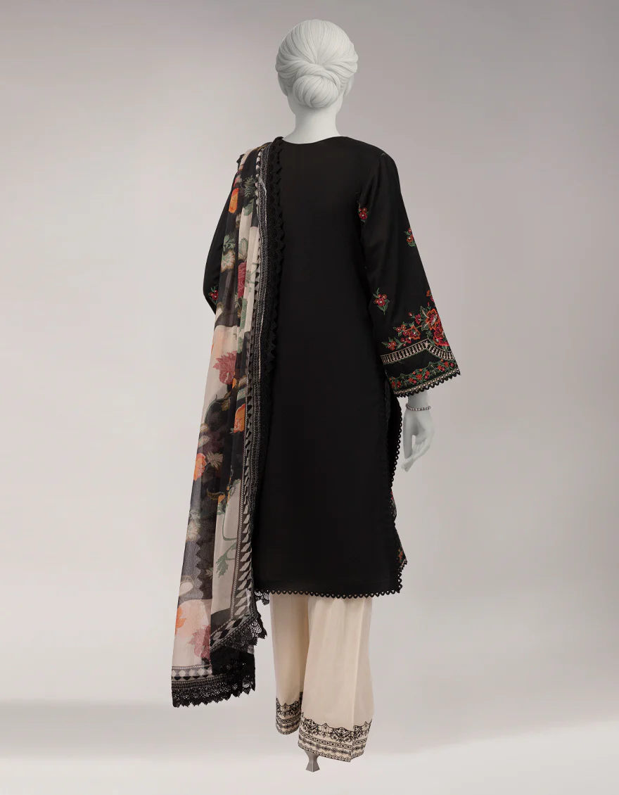 BLACK LAWN 3PC STITCHED | JLAWN-S-26-1169/S GRANDEUR-01 - Image 3