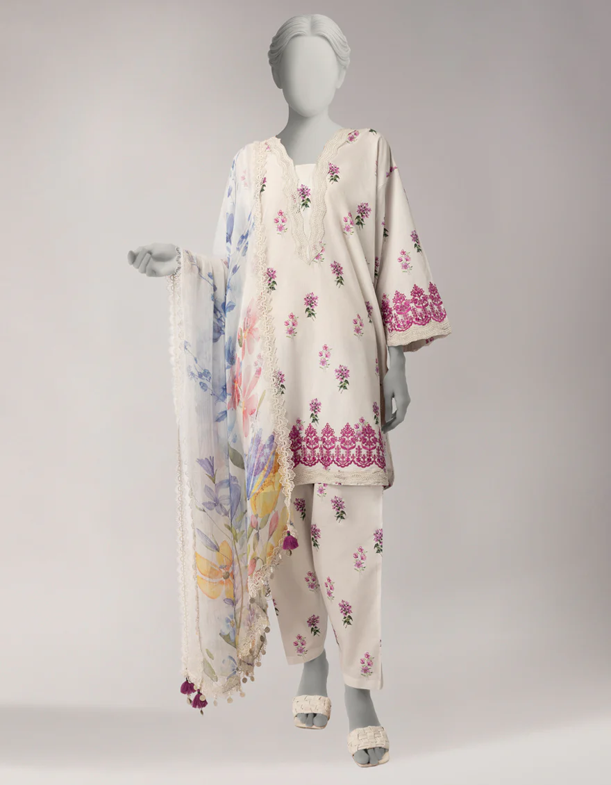WHITE LAWN 3PC UNSTITCHED | JLAWN-S-26-3765 FLORAL MYSTIC-3