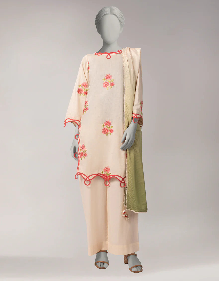 OFF WHITE DORIA 3PC UNSTITCHED | JLAWN-S-26-3811 MAJESTIC-1