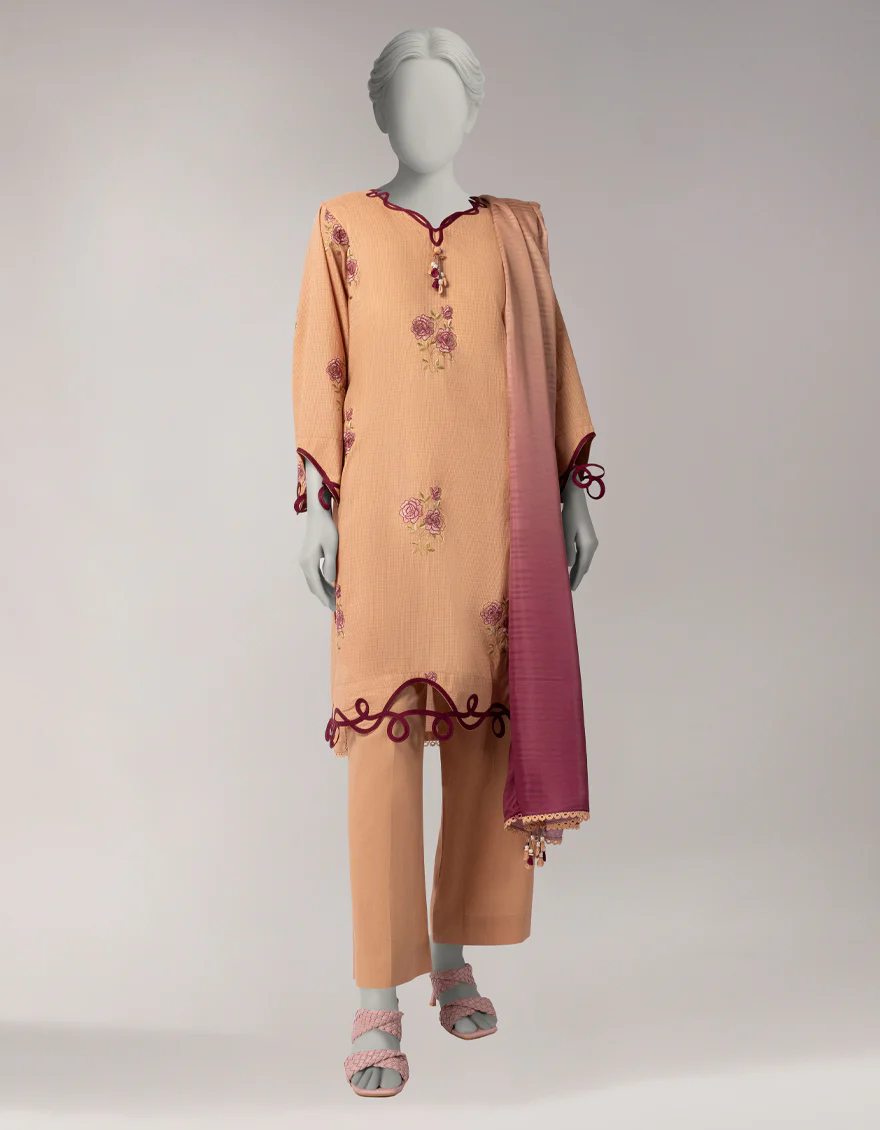 BROWN DORIA 3PC UNSTITCHED | JLAWN-S-26-3812 MAJESTIC-2