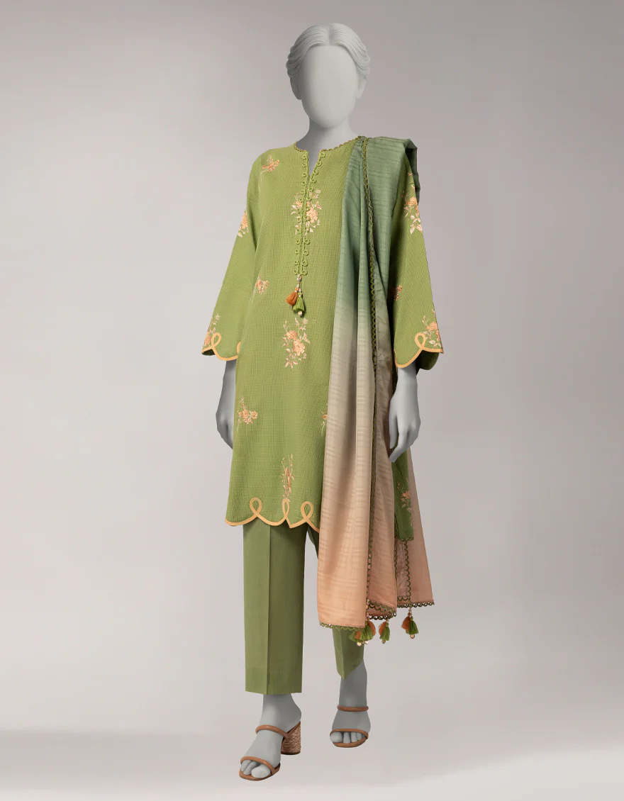 GREEN DORIA 3PC UNSTITCHED | JLAWN-S-26-3814 MAJESTIC-4