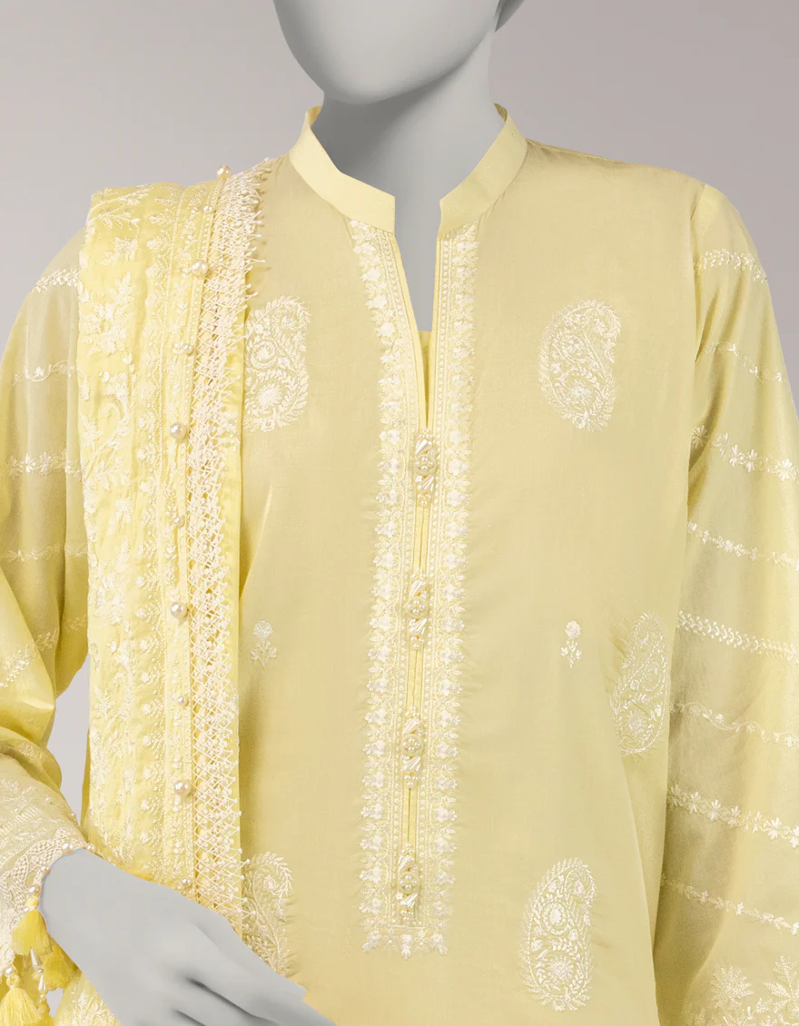 YELLOW LAWN 3PC UNSTITCHED | JLAWN-S-26-3823 VINTAGE-1 - Image 3