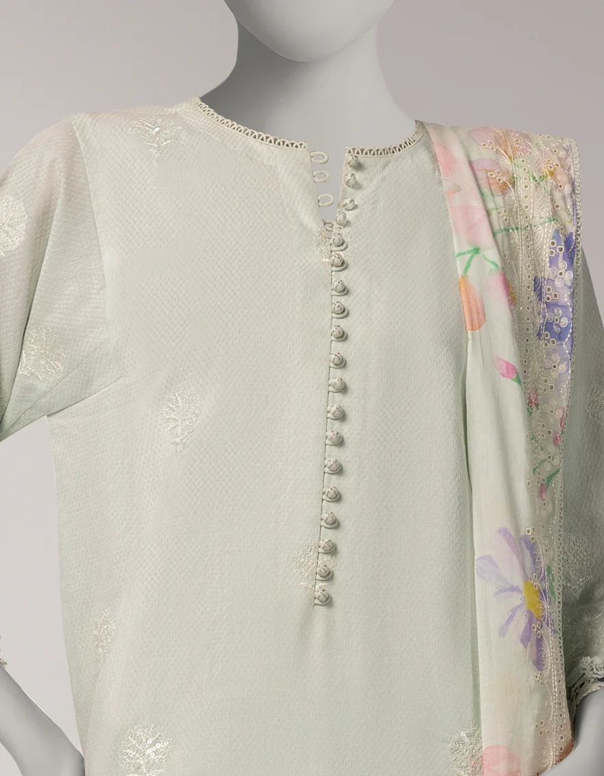 GREEN DOBBY 3PC UNSTITCHED | JLAWN-S-26-3828 DIVINE-2 - Image 3