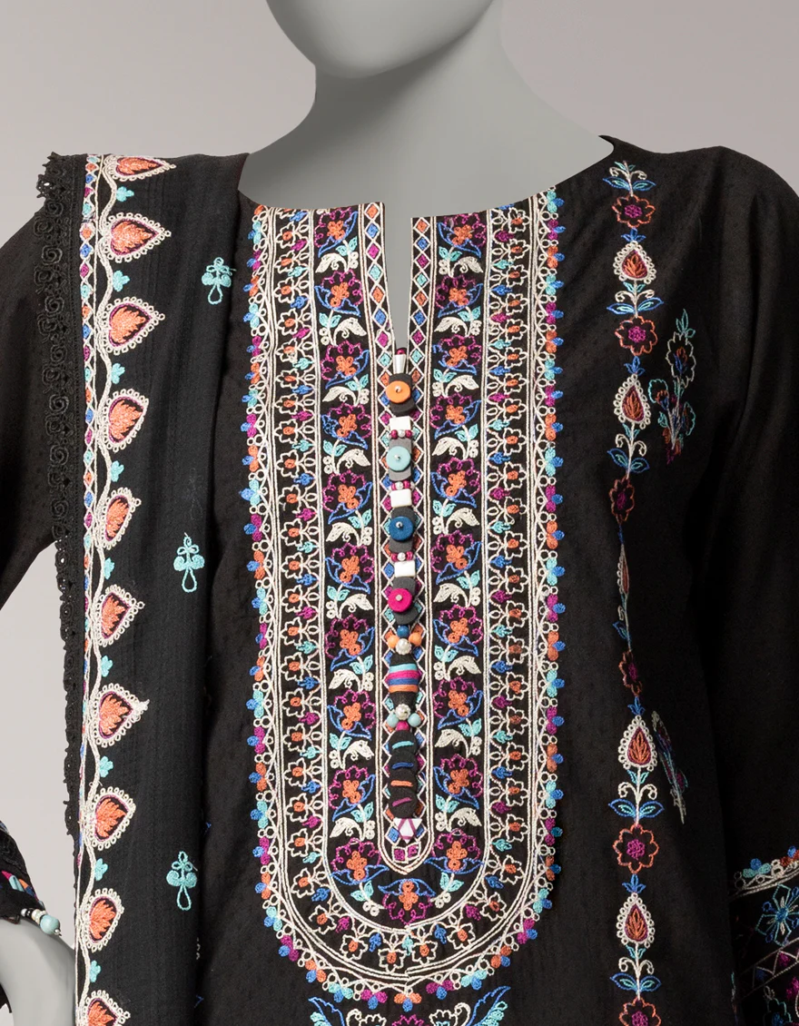 BLACK DORIA 3PC UNSTITCHED | JLAWN-S-26-3831 ZARDOZI-01 - Image 3
