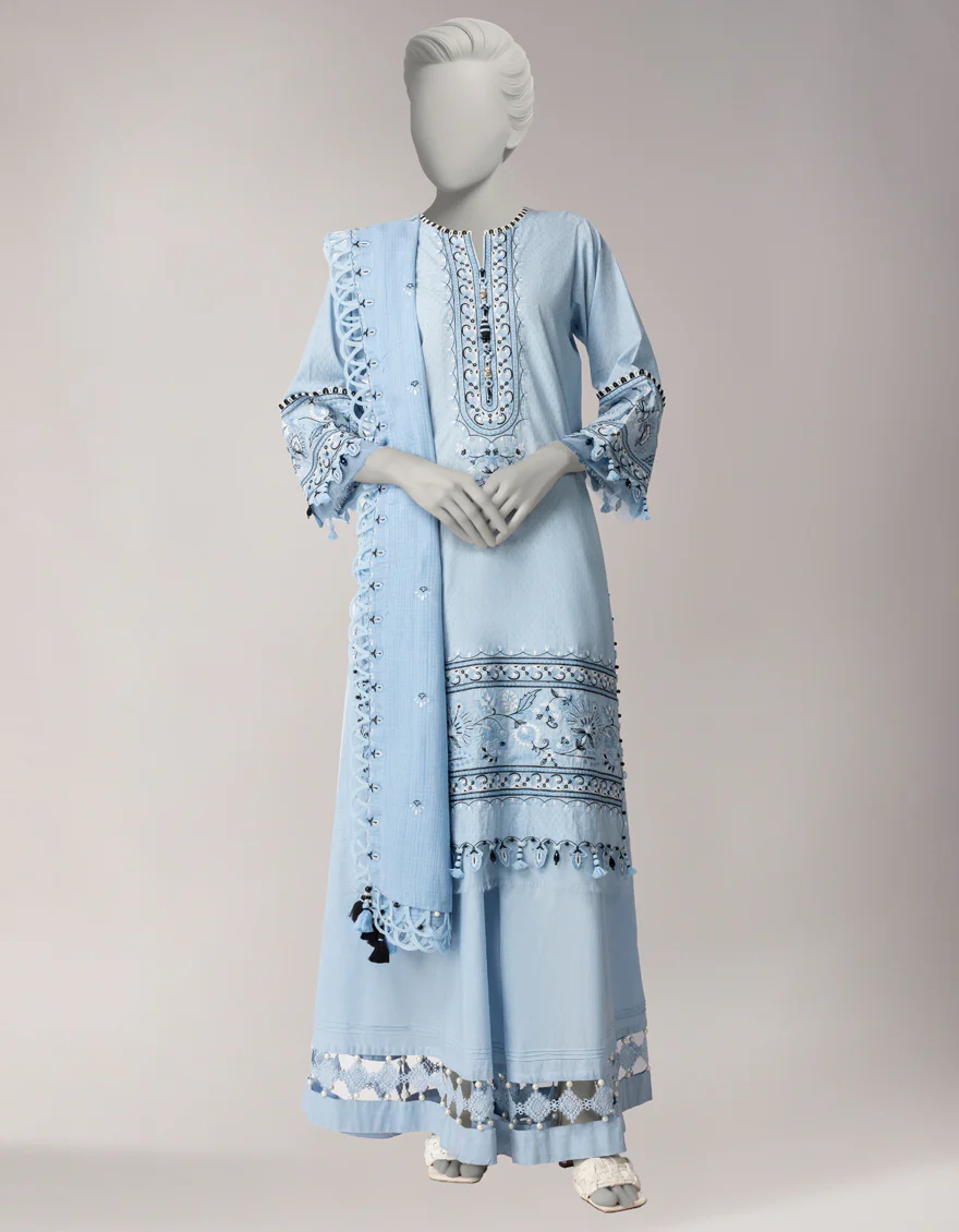 BLUE DORIA 3PC UNSTITCHED | JLAWN-S-26-3832 ZARDOZI-02