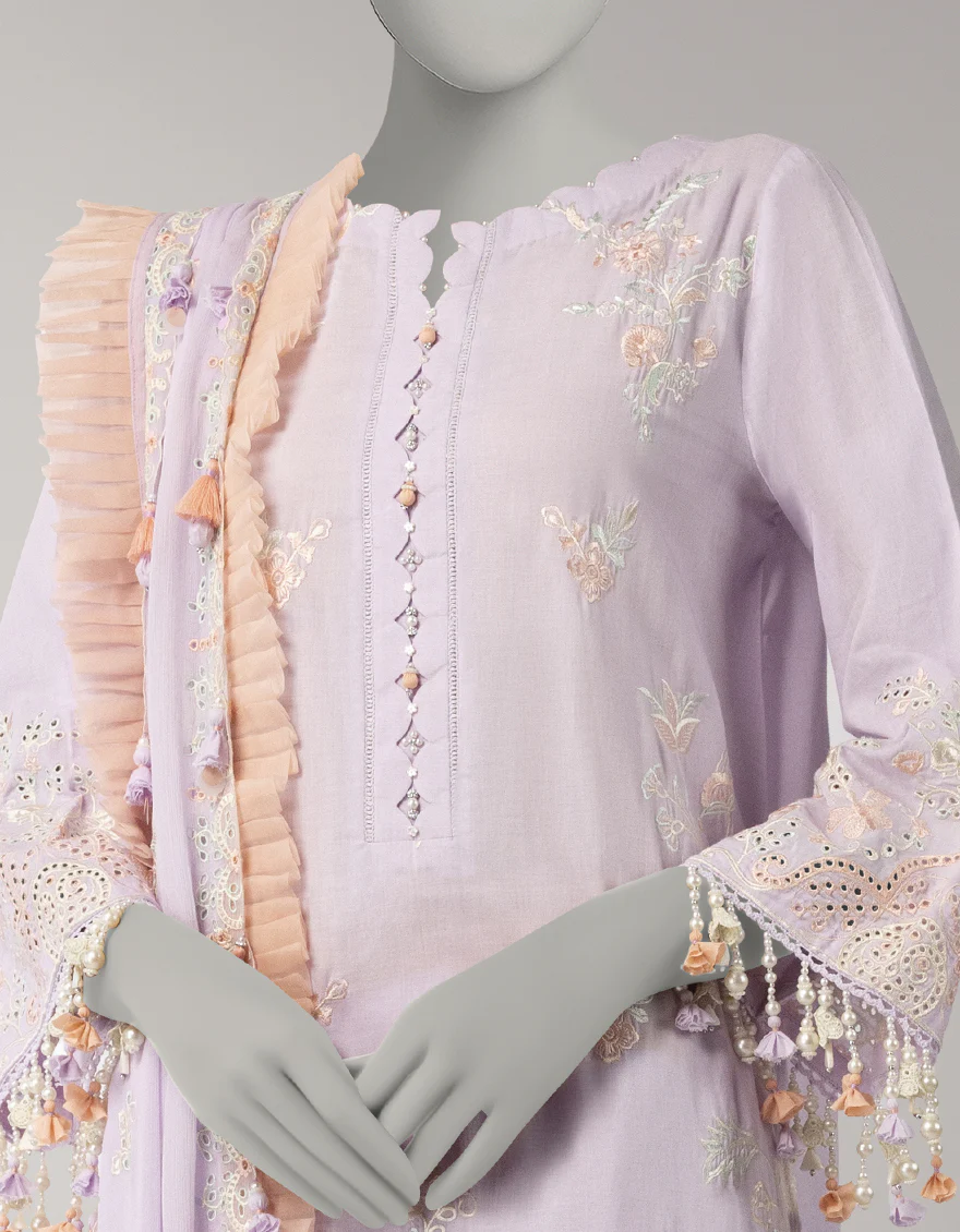LILAC LAWN 3PC UNSTITCHED | JLAWN-S-26-3838 SCHIFFLI-4 - Image 3