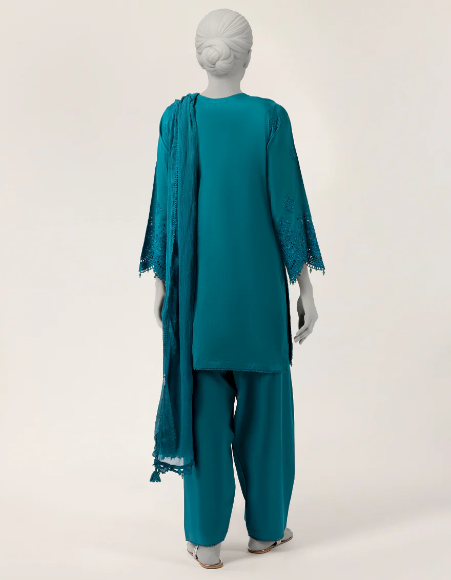 TEAL LAWN 3PC STITCHED | JLAWN-S-26-406/S SEHIFFLI-5 - Image 3