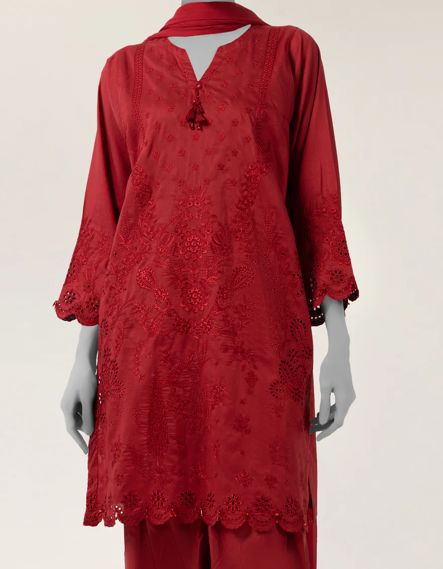 RED LAWN 3PC STITCHED | JLAWN-S-26-407/S SEHIFFLI-6 - Image 3