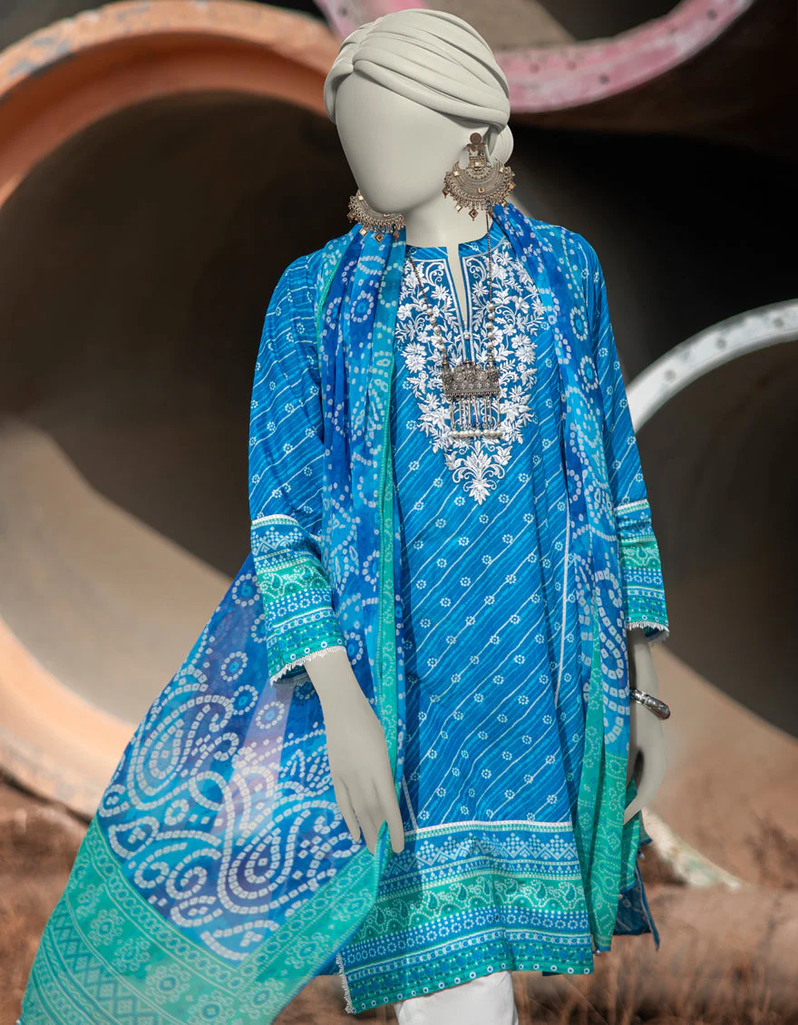 BLUE LAWN 2PC STITCHED | JLAWN-S-JDS-25-1001/S LEHRIA CHUNRI-01 - Image 2