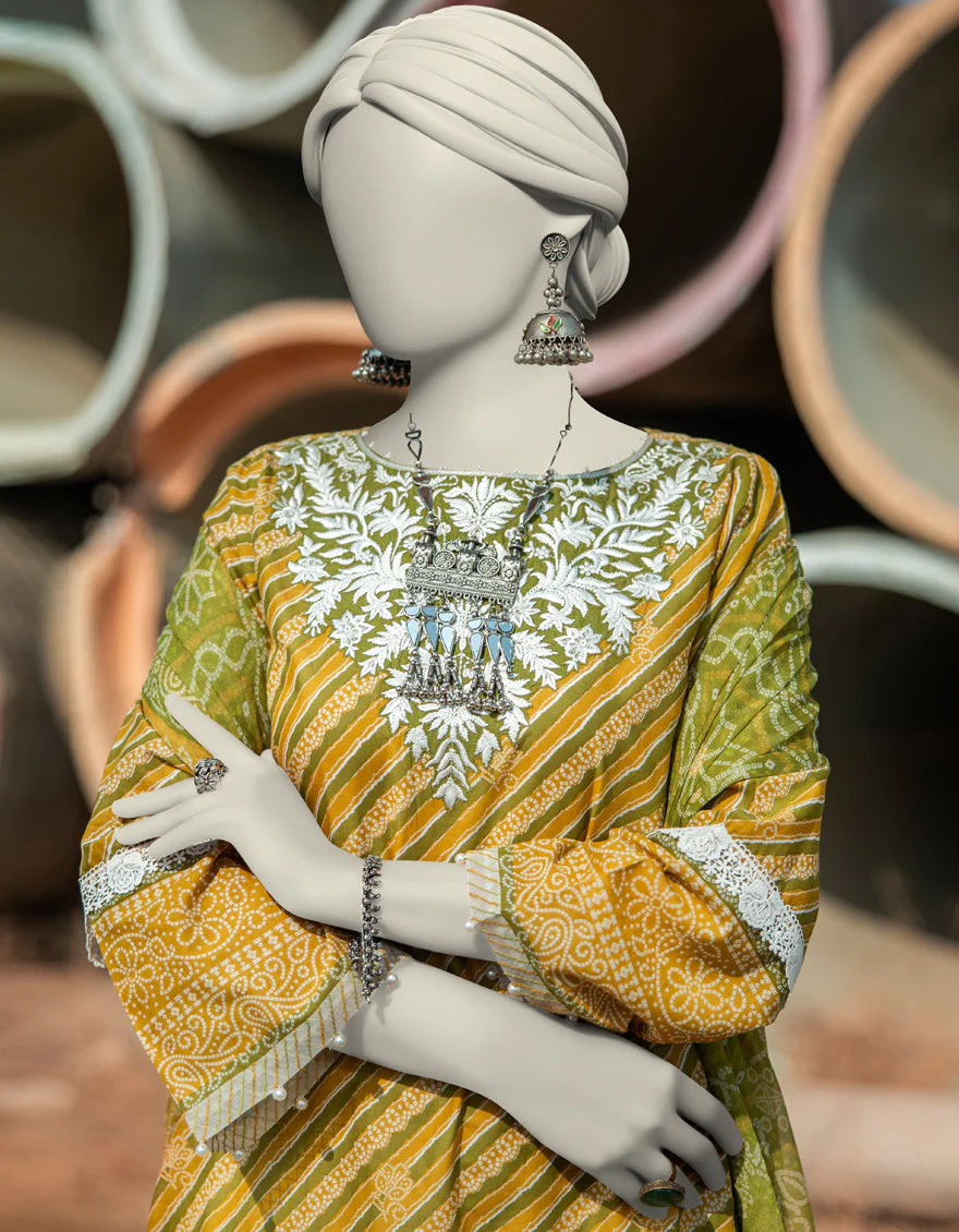 GREEN LAWN 2PC STITCHED | JLAWN-S-JDS-25-1002/S LEHRIA CHUNRI-02 - Image 2