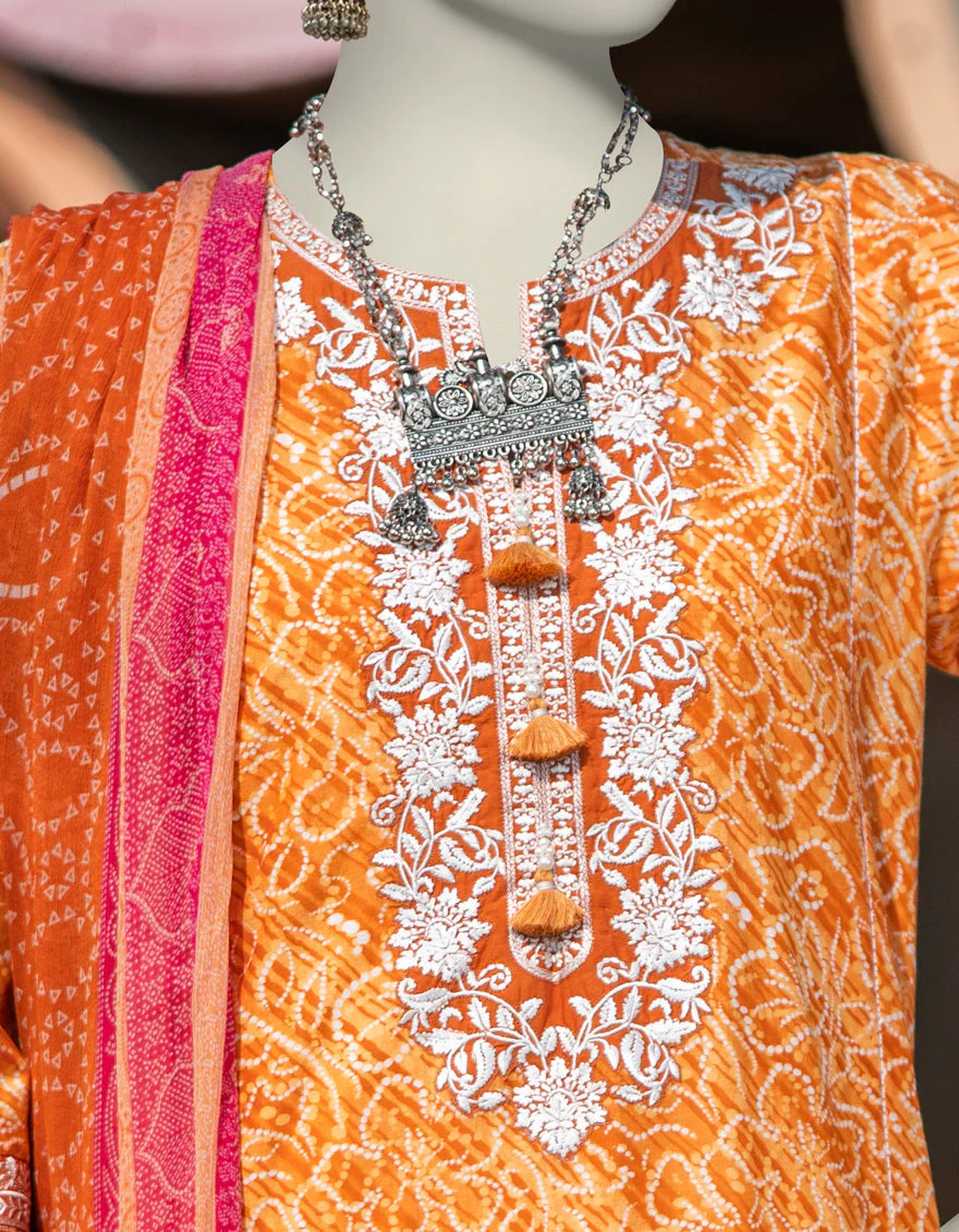 ORANGE LAWN 2PC STITCHED | JLAWN-S-JDS-25-1003/S LEHRIA CHUNRI-03 - Image 3