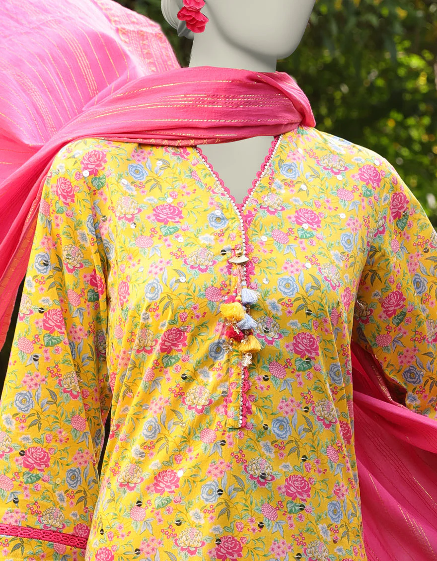 PINK LAWN 2PC UNSTITCHED | JLAWN-S-JDS-25-1072 VIBRANT FLORAL-4 - Image 3