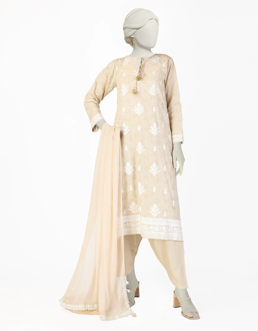 BEIGE DOBBY 2PC STITCHED | JLAWN-S-JDS-25-1079/S FB/AARI-07
