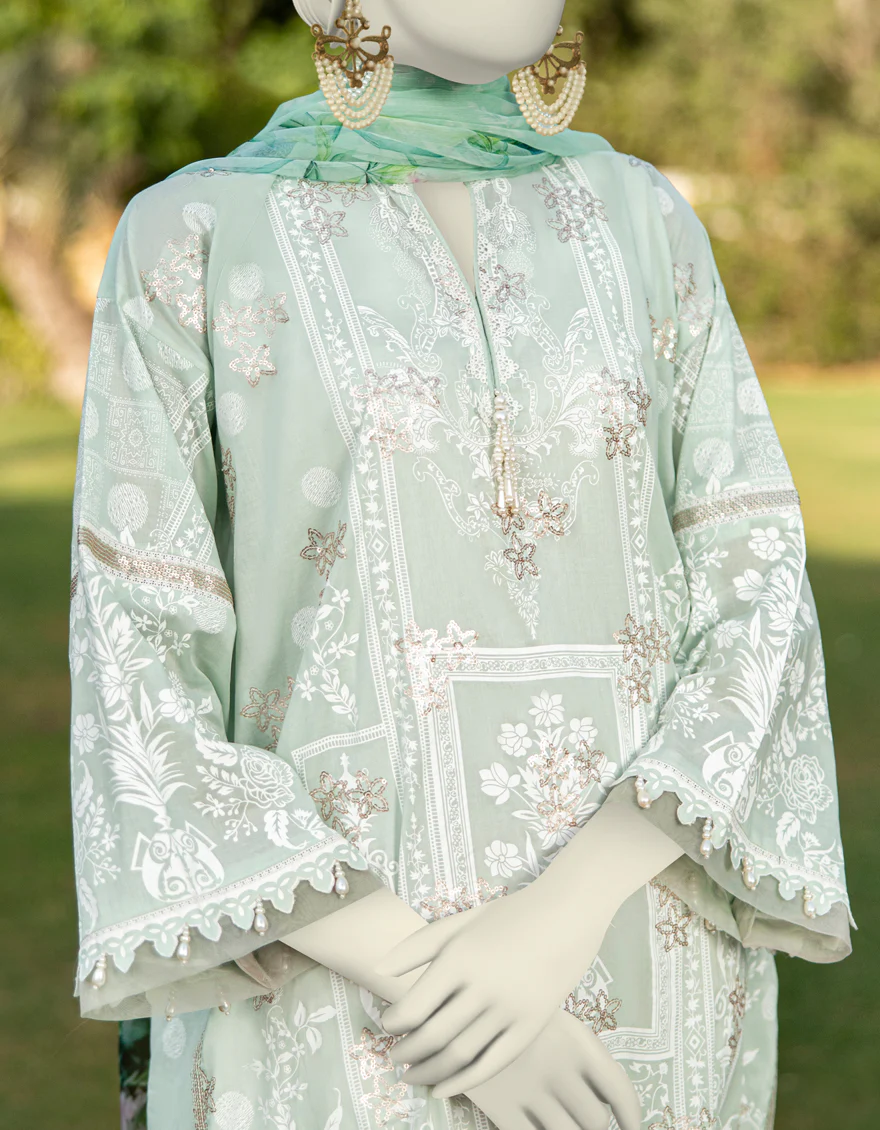 GREEN LAWN 2PC UNSTITCHED | JLAWN-S-JDS-25-1115 FLORALS-4 - Image 3