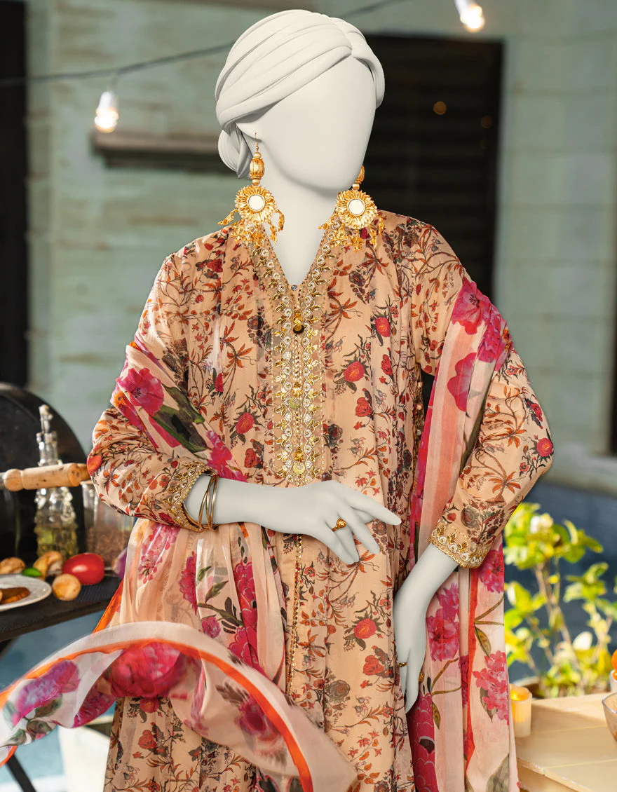 BEIGE CHIFFON 2PC STITCHED | JLAWN-S-JDS-25-1117/S RAJ HERITAGE-02 - Image 2
