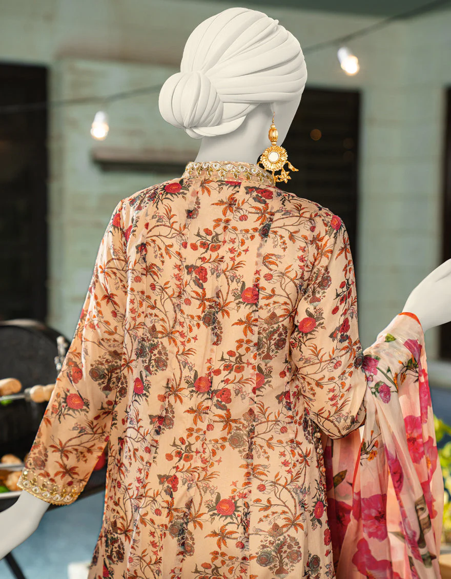 BEIGE CHIFFON 2PC STITCHED | JLAWN-S-JDS-25-1117/S RAJ HERITAGE-02 - Image 3
