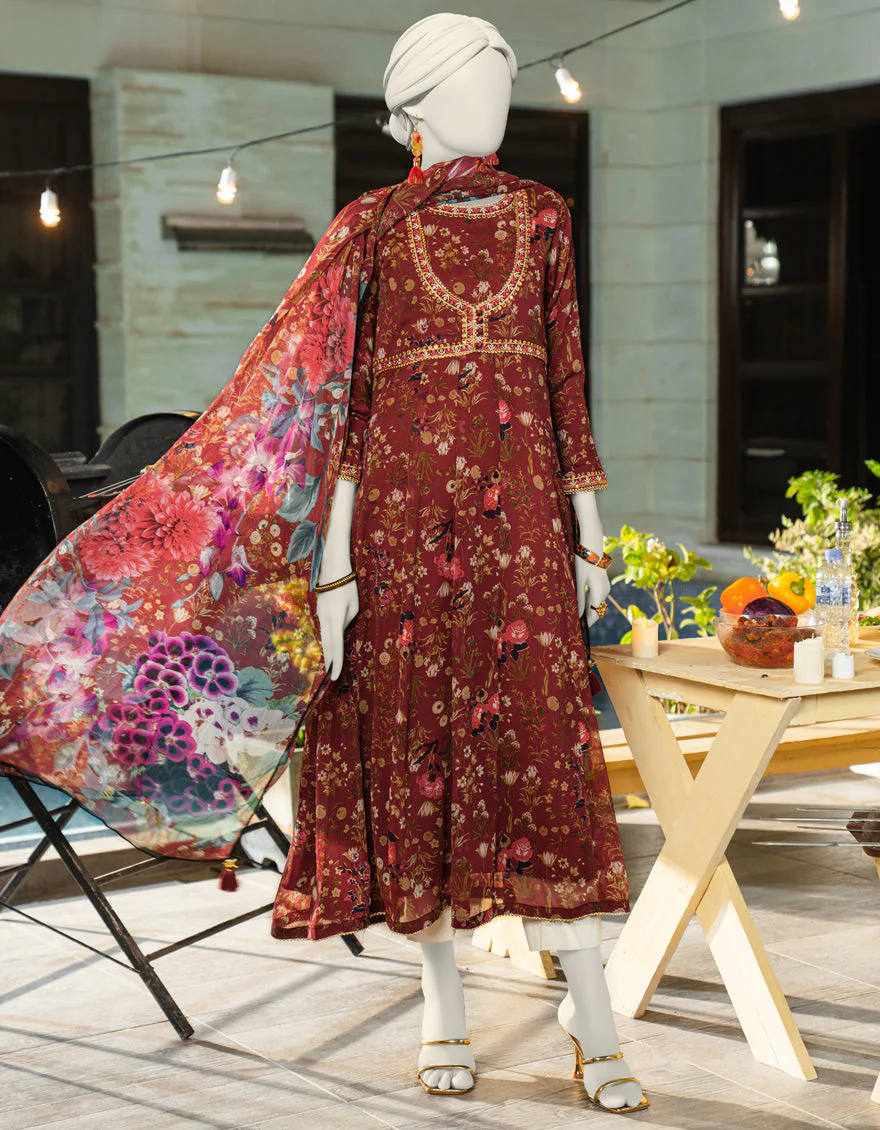 RED CHIFFON 2PC STITCHED | JLAWN-S-JDS-25-1119/S RAJ HERITAGE-04