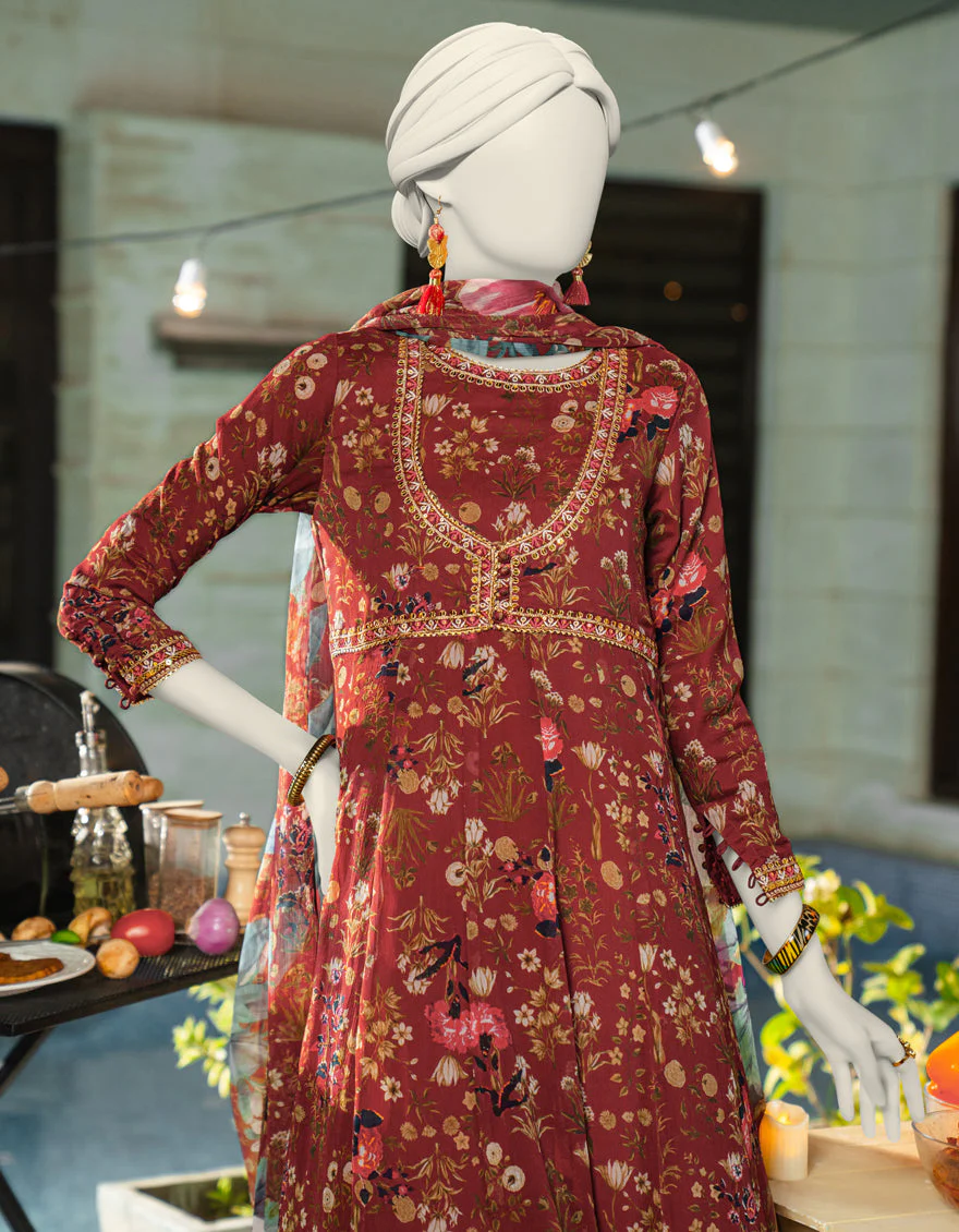 RED CHIFFON 2PC STITCHED | JLAWN-S-JDS-25-1119/S RAJ HERITAGE-04 - Image 2