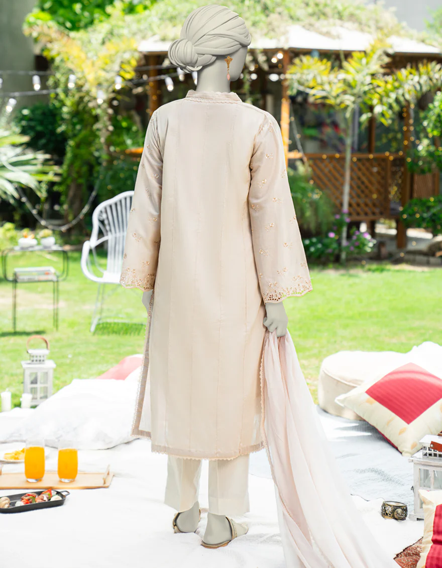 BEIGE DYED 2PC STITCHED | JLAWN-S-JDS-25-1122/S LACE & EYELET-03 - Image 3