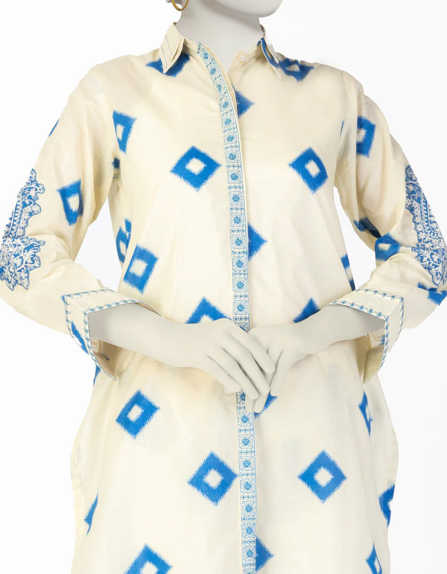 CREAM LAWN CO-ORD SET | JLAWN-S-JST-25-2057/S MODERN GEOMETRY-1 - Image 3