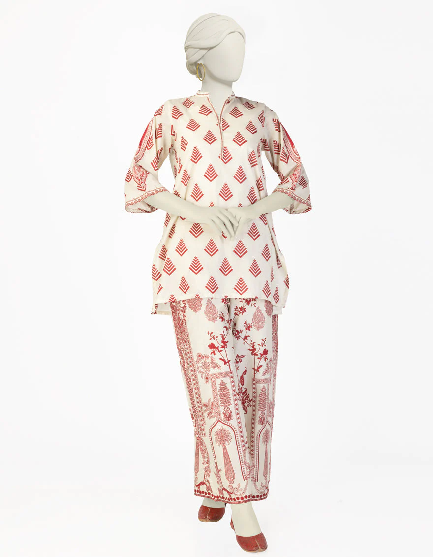 OFF WHITE LAWN CO-ORD SET | JLAWN-S-JST-25-2058/S MODERN GEOMETRY-2