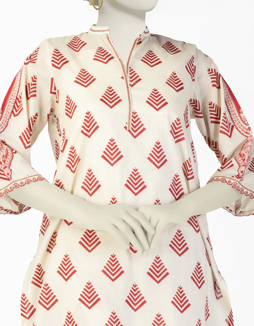 OFF WHITE LAWN CO-ORD SET | JLAWN-S-JST-25-2058/S MODERN GEOMETRY-2 - Image 2
