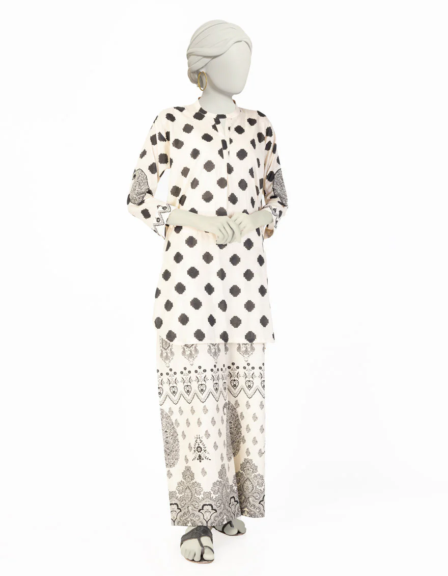 OFF WHITE LAWN CO-ORD SET | JLAWN-S-JST-25-2059/S MODERN GEOMETRY-3