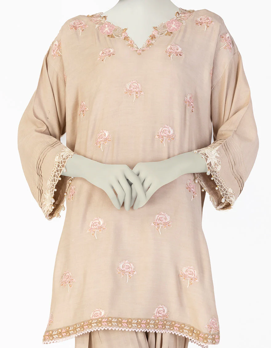 BEIGE MAPLE SILK CO-ORD SET | JLAWN-S-JST-25-2063/S FLORAL-08 - Image 3