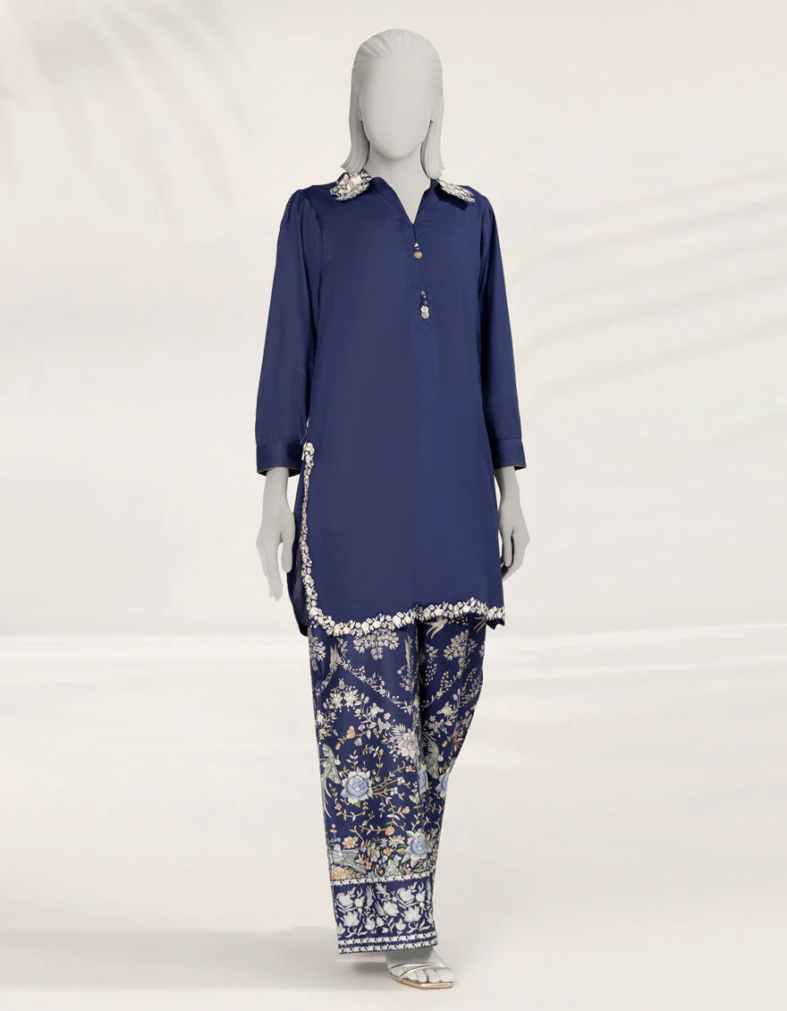 BLUE TEXTURED CO-ORD SET | JLAWN-S-JST-25-2197/S NEW GARA-1