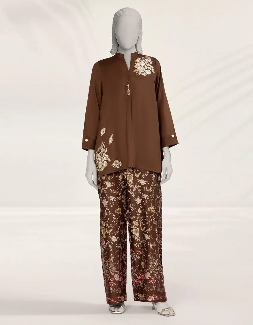 BROWN TEXTURED CO-ORD SET | JLAWN-S-JST-25-2198/S NEW GARA-2