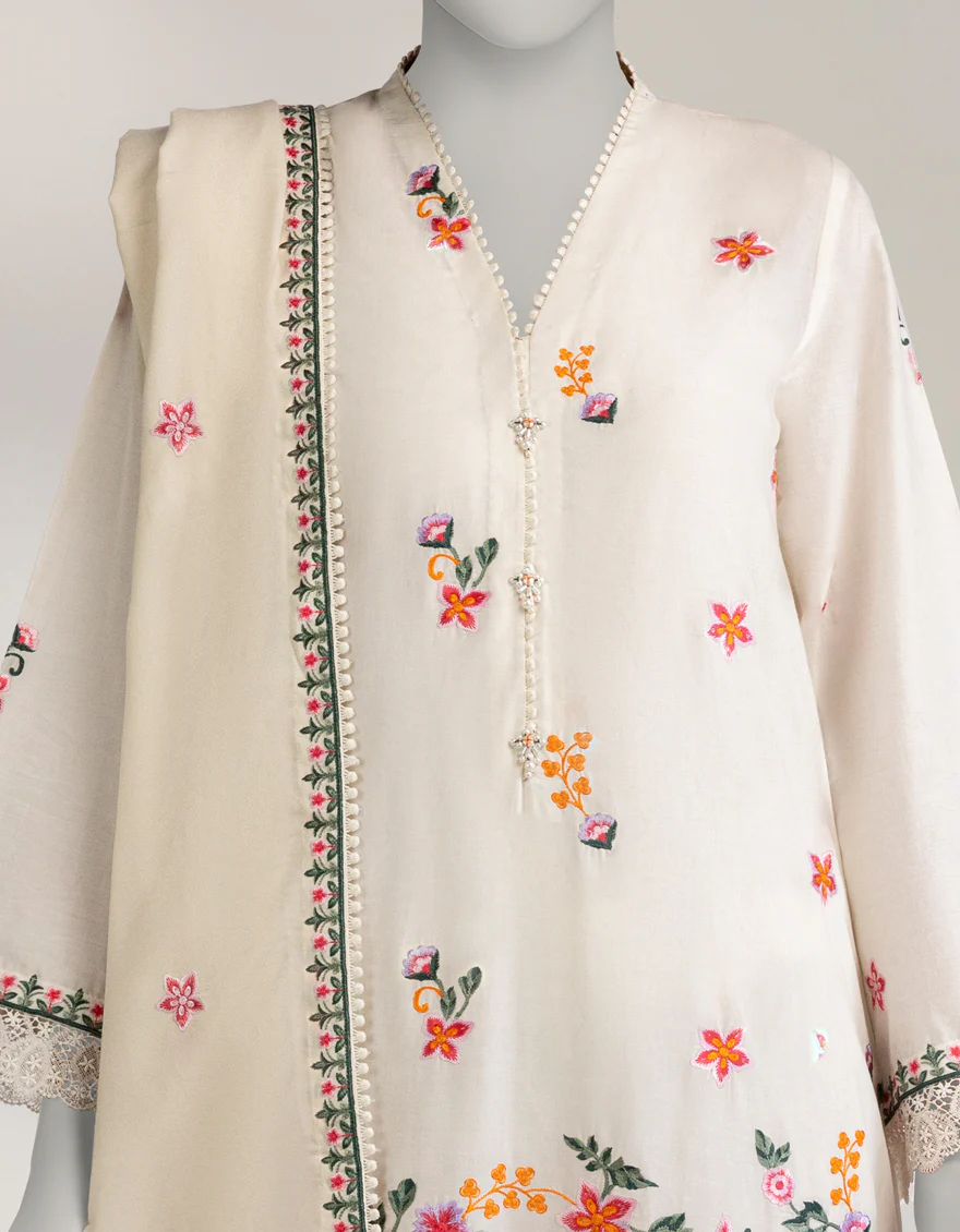 OFF WHITE CAMBRIC 3PC UNSTITCHED | JLAWN-W-25-1026 LUXE-A-2 - Image 3