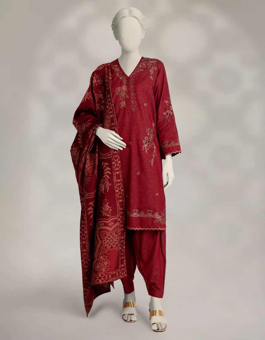 MAROON KARANDI 3PC STITCHED | JLAWN-W-25-326/S PERSIAN-02