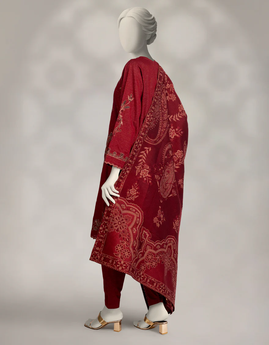 MAROON KARANDI 3PC STITCHED | JLAWN-W-25-326/S PERSIAN-02 - Image 2