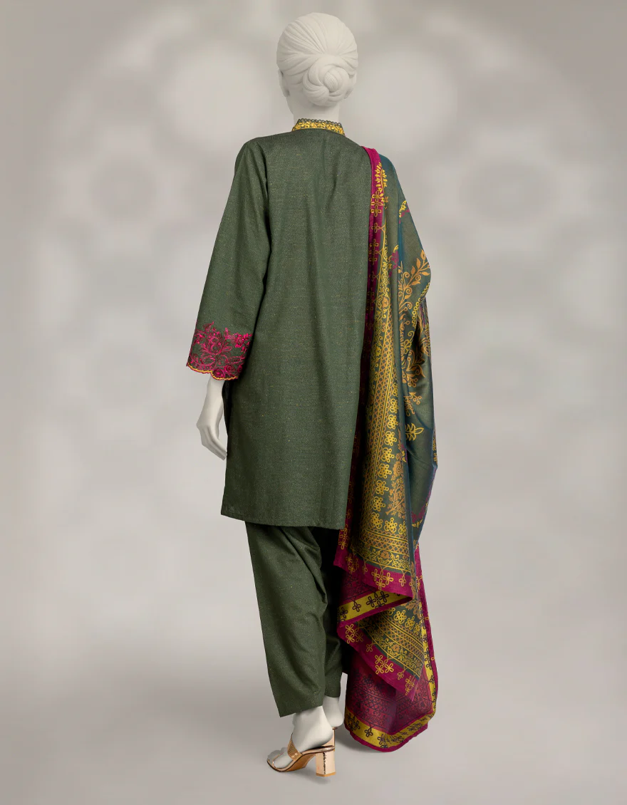 GREEN KARANDI 3PC STITCHED | JLAWN-W-25-328/S PERSIAN-04 - Image 2
