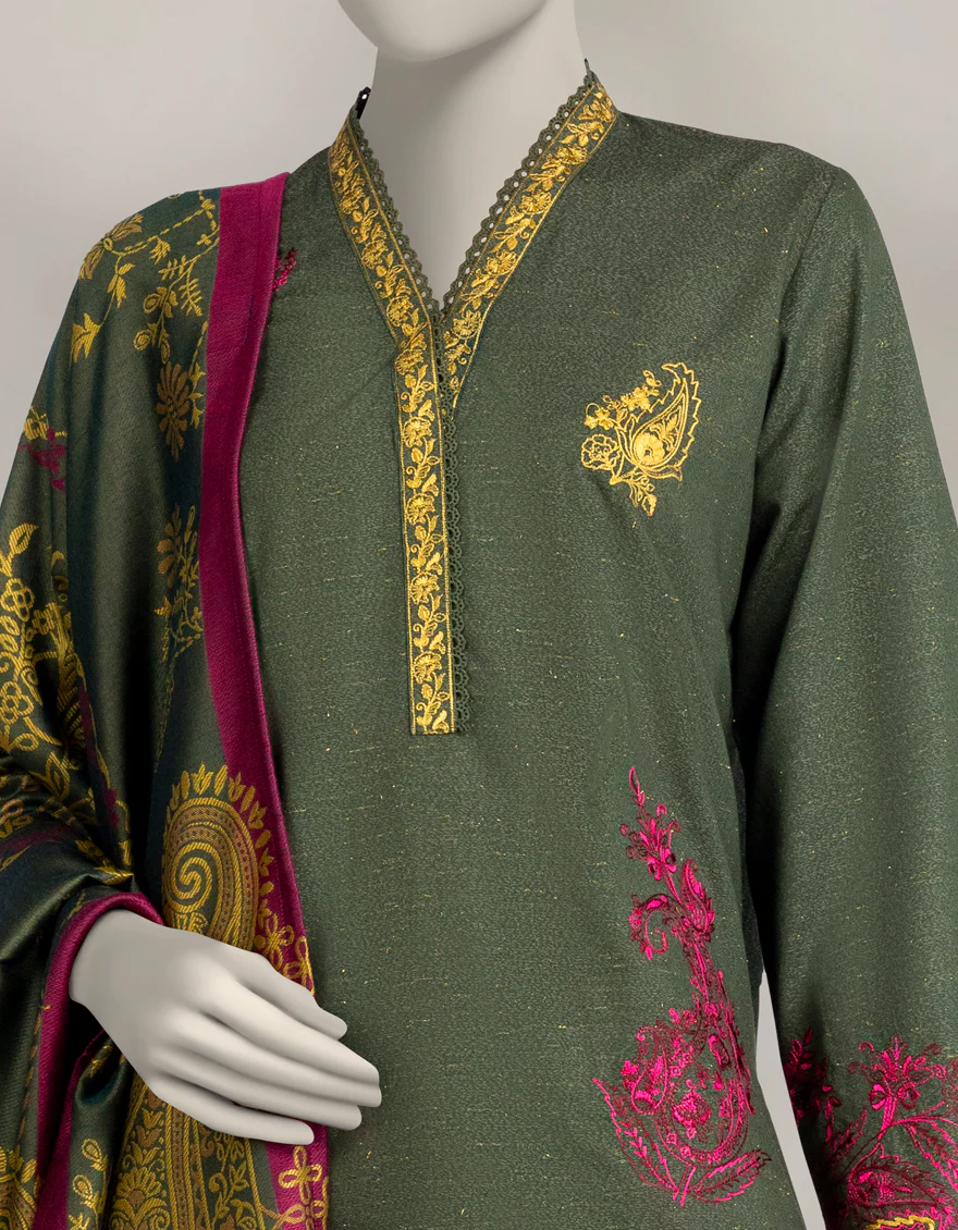 GREEN KARANDI 3PC STITCHED | JLAWN-W-25-328/S PERSIAN-04 - Image 3