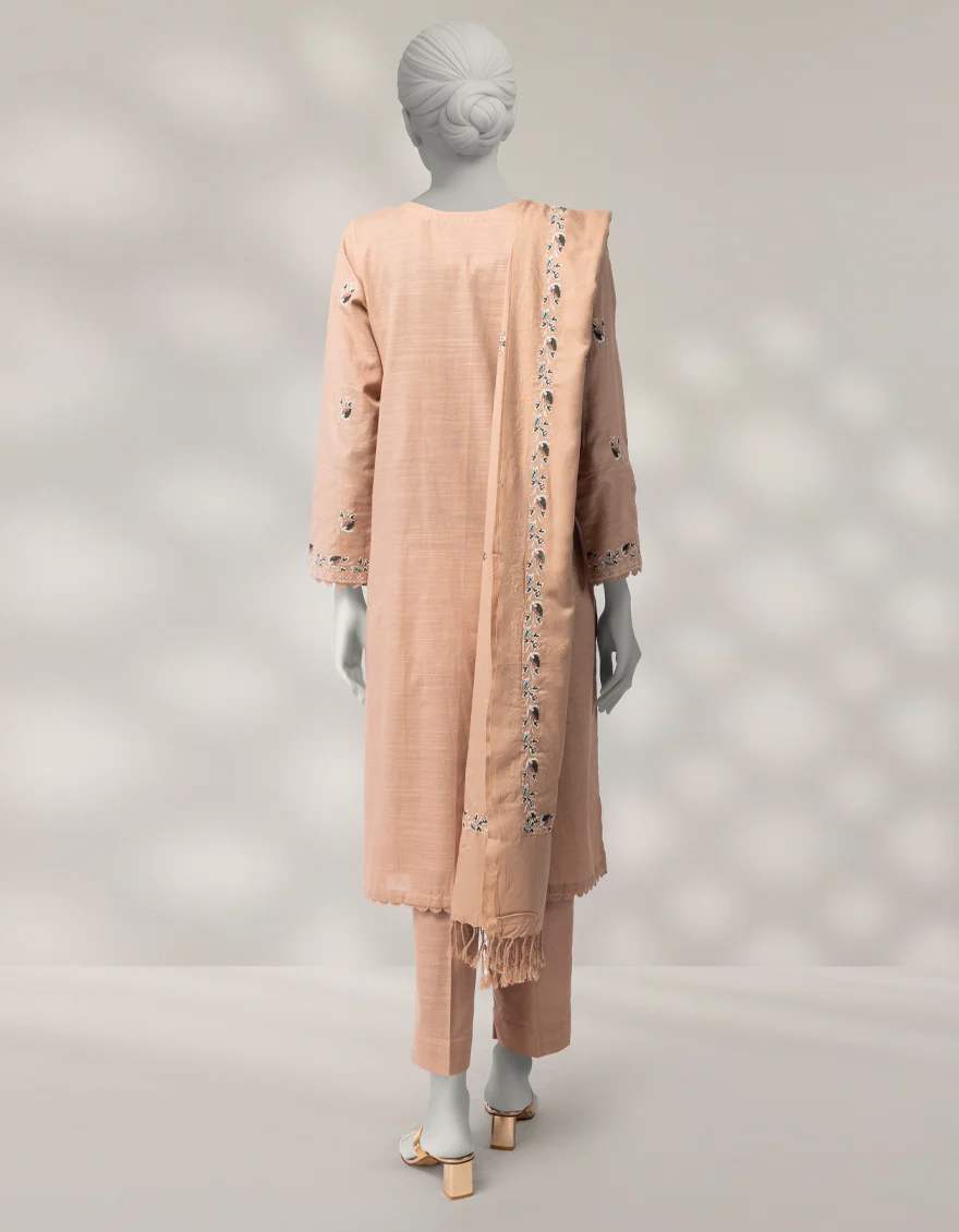 BEIGE KHADDAR 3PC STITCHED | JLAWN-W-25-335/S CROSS STICH-3 - Image 3