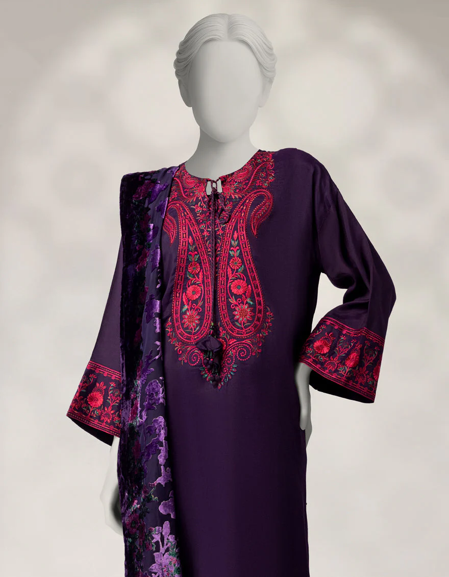 PURPLE MAPLE SILK 3PC STITCHED | JLAWN-W-25-339/S BOLD PALACHI-03 - Image 2