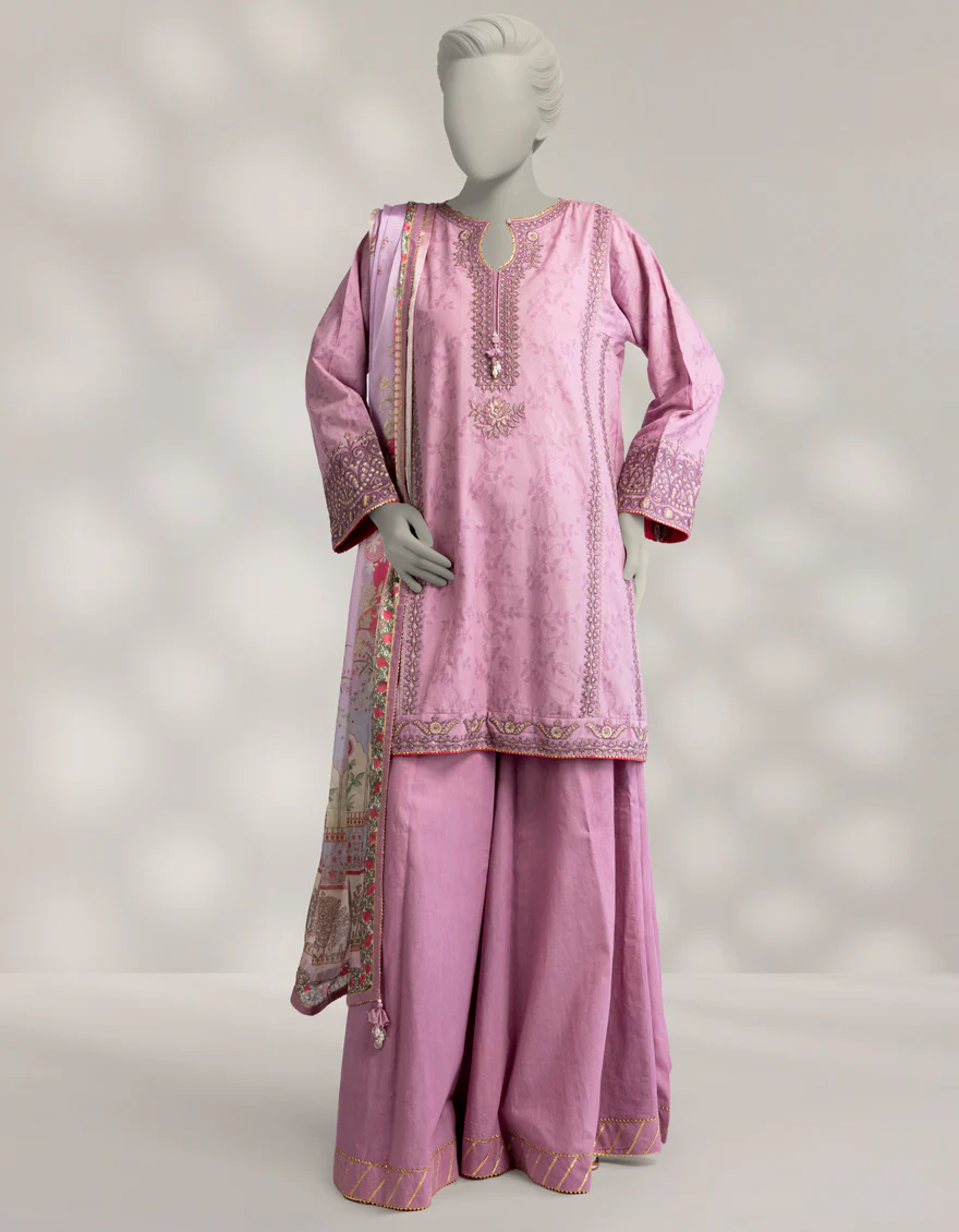 PURPLE DOBBY 3PC STITCHED | JLAWN-W-25-343/S JAIPUR-3