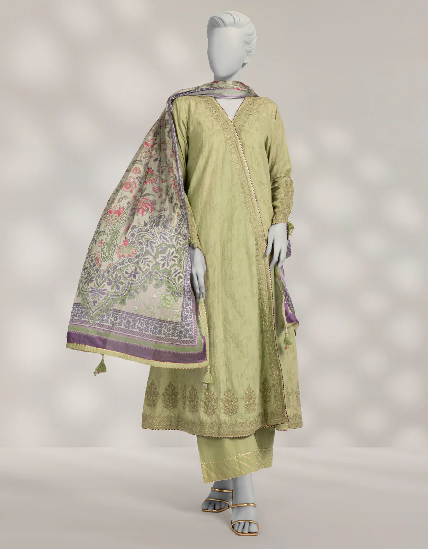 SAGE GREEN DOBBY 3PC STITCHED | JLAWN-W-25-344/S JAIPUR-4